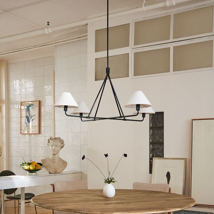 Diora Chandelier - Modern Metal Fixture with Linen Shades