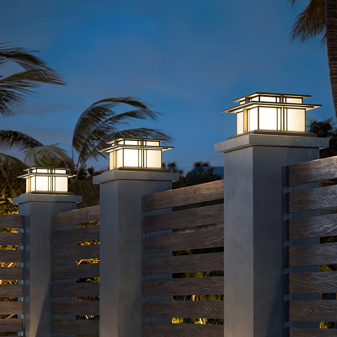 Solar-Säulenleuchte für den Außenbereich – wasserdichte moderne Pfostenlampe für Wege