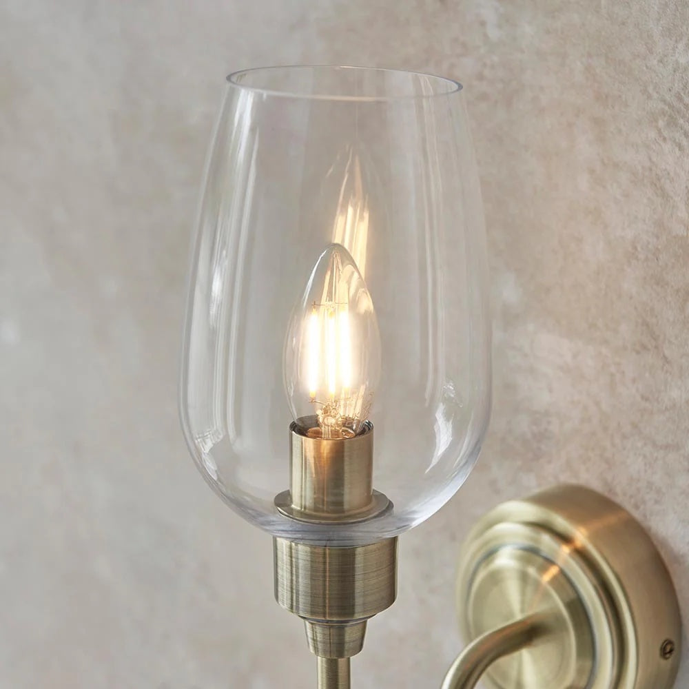 Clarione Art Deco Wall Light with Clear Glass Shade – Modern Metal Design for Hallways