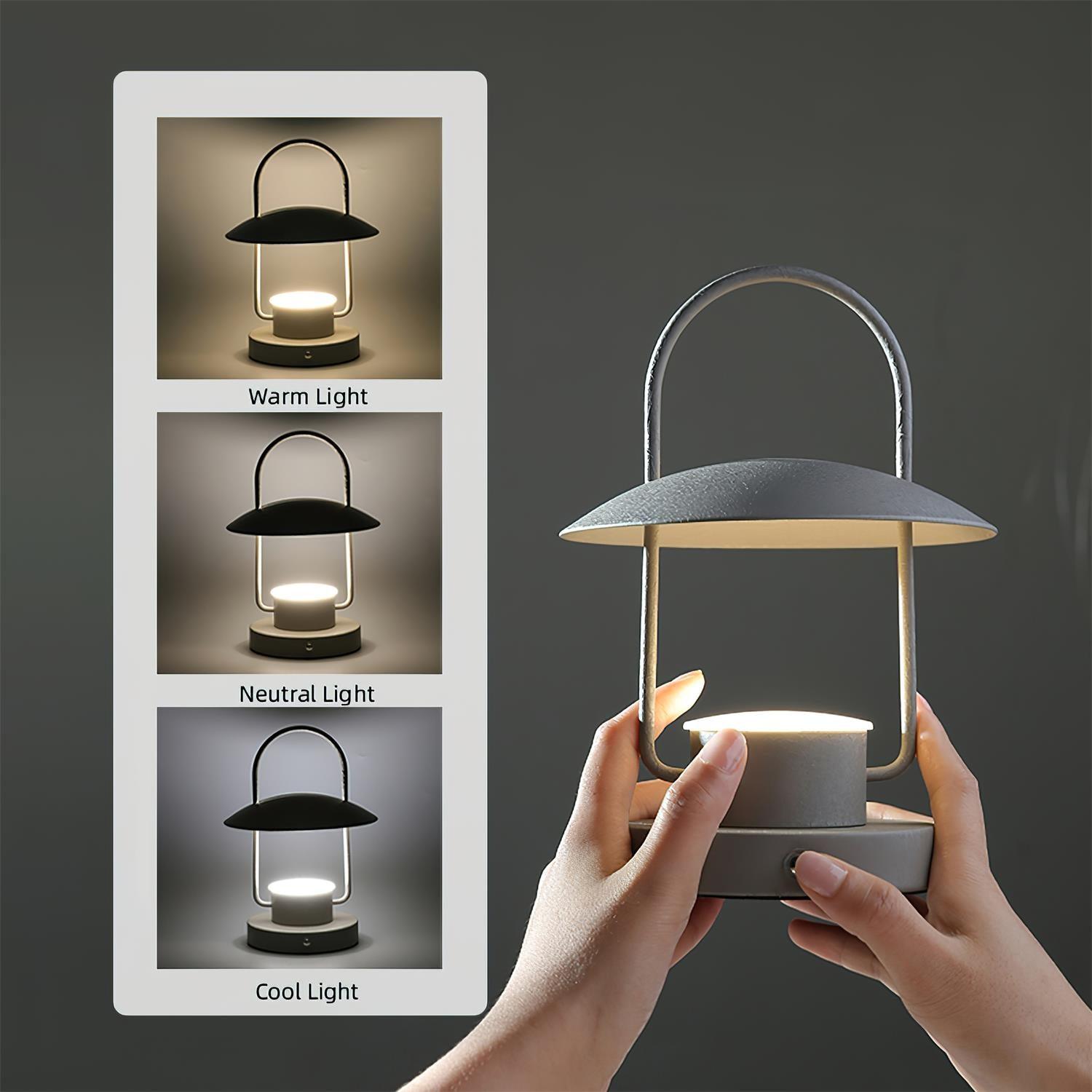 Tragbare Tischlampe – Metalllampe mit eingebautem Akku für das Wohnzimmer