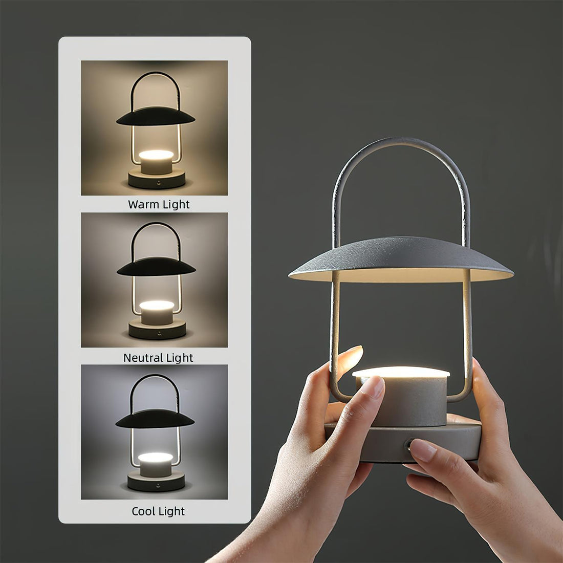 Tragbare Tischlampe – Metalllampe mit eingebautem Akku für das Wohnzimmer
