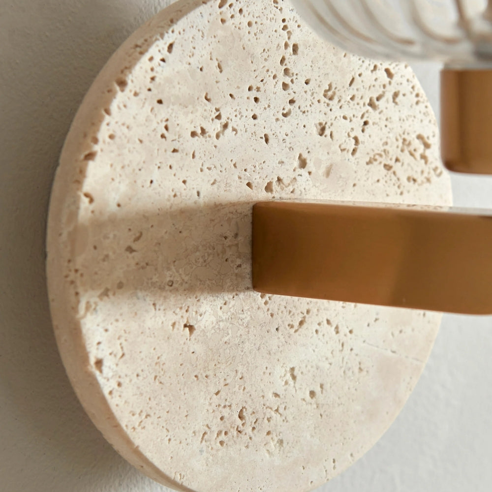 Korlisse Modern Marble Wall Light - Vintage Brass & Clear Glass Accent for Living Room and Hallway