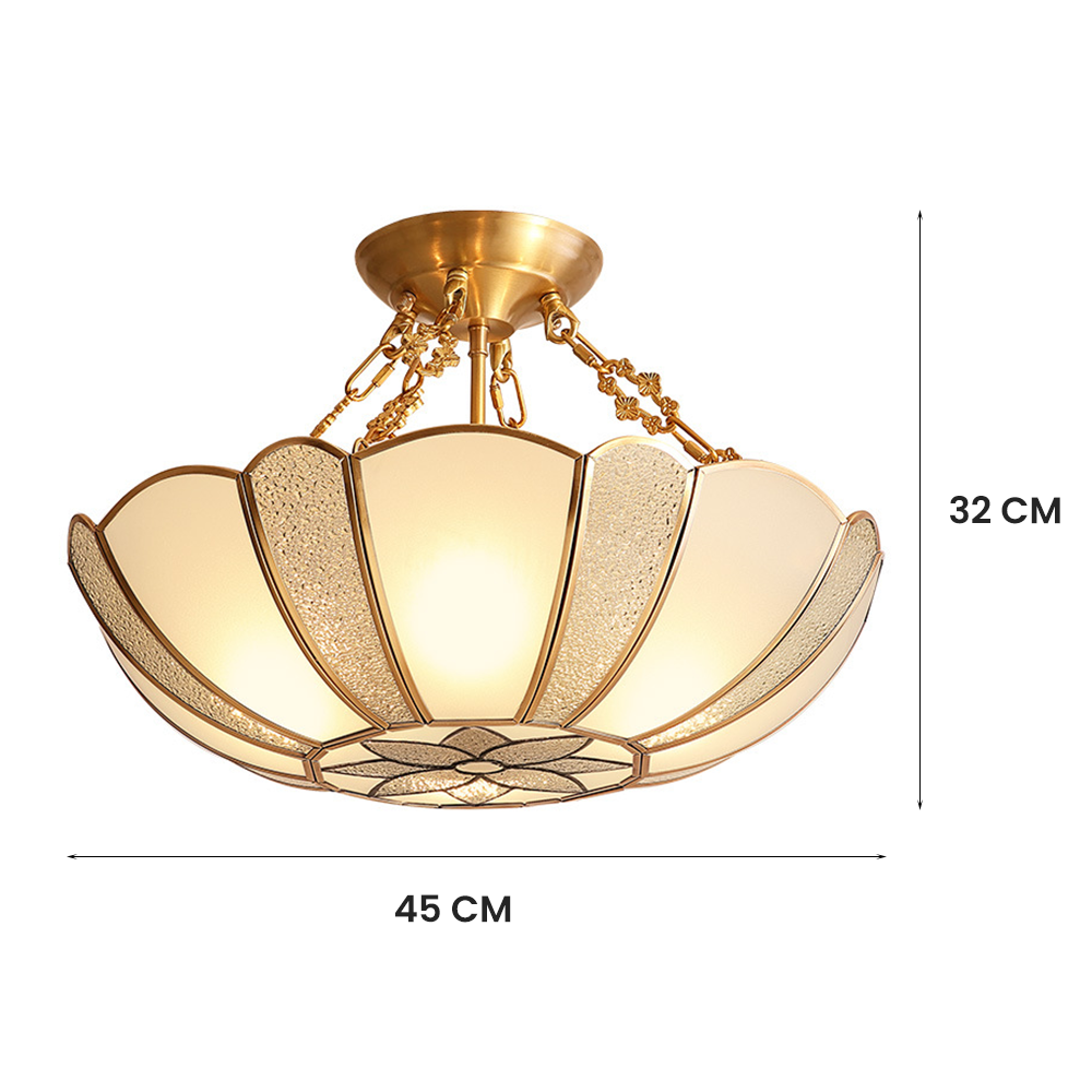 Halbbündige Deckenlampe – Traditionelle Glas-Mehrflammenleuchte