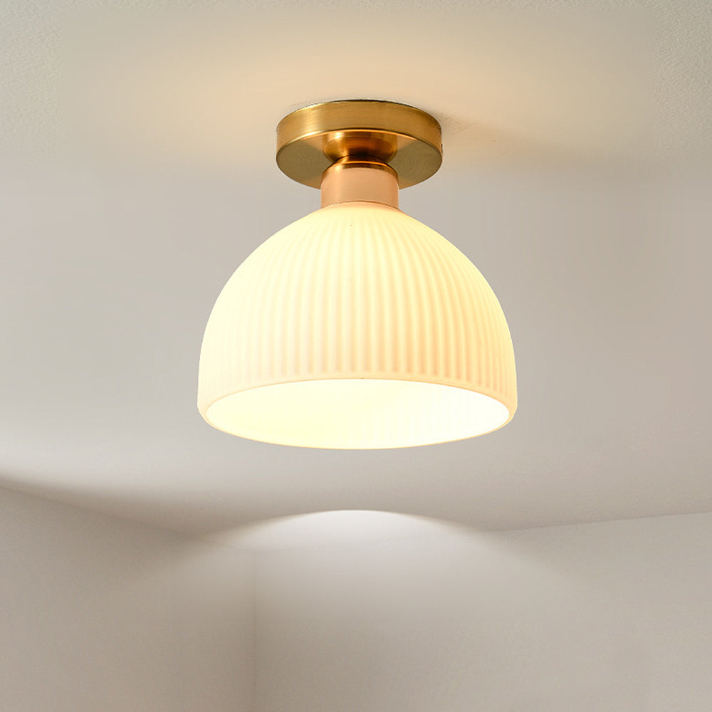 Chic Gold Ceiling Light - Mini Glass Striped Shade Lamp for Hallway