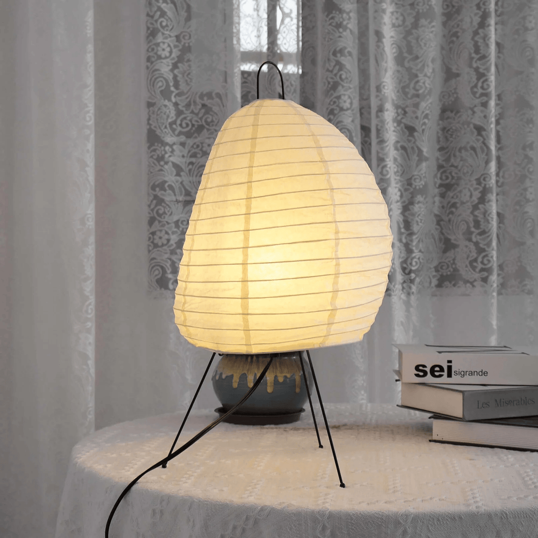 Papiertischlampe – Minimalistische Lampe im Washi-Stil für die Leseecke