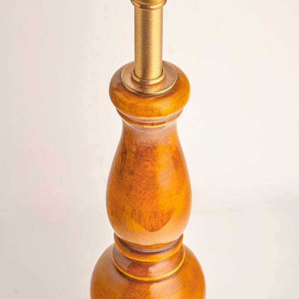 Grainora Table Lamp with Wooden Grain Base – Fabric Lampshade for Living Rooms
