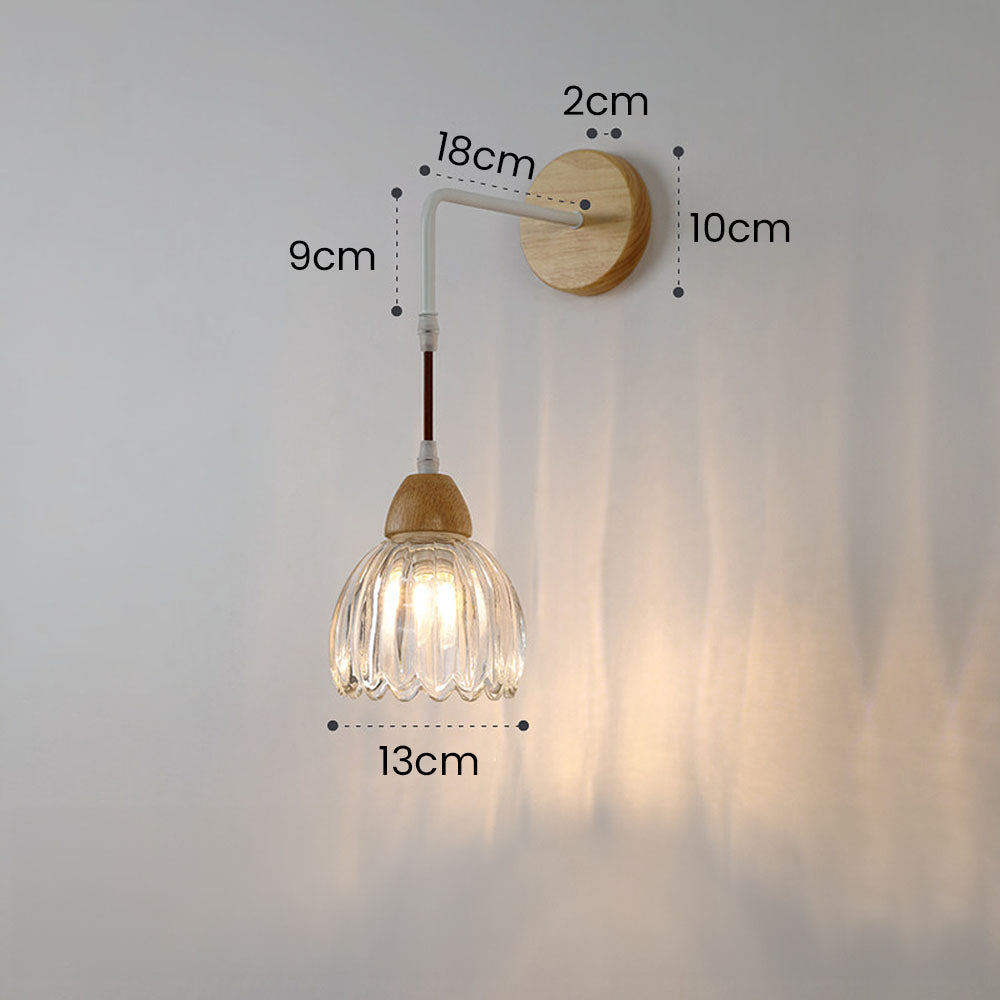 Clear Glass Ceiling Light - Minimalist Flower Wood Fixture for Hallway