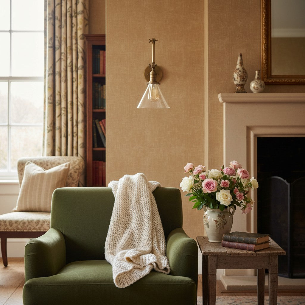 Conique Industrielle Wandleuchte aus Metall mit verstellbarem Arm – Kegelschirm aus Vintage-Glas