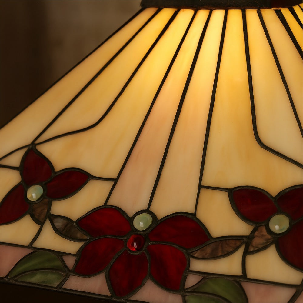 TF Camillo Classic Patterned Pendant Light – Stained Glass Lamp for Bedroom or Hallway