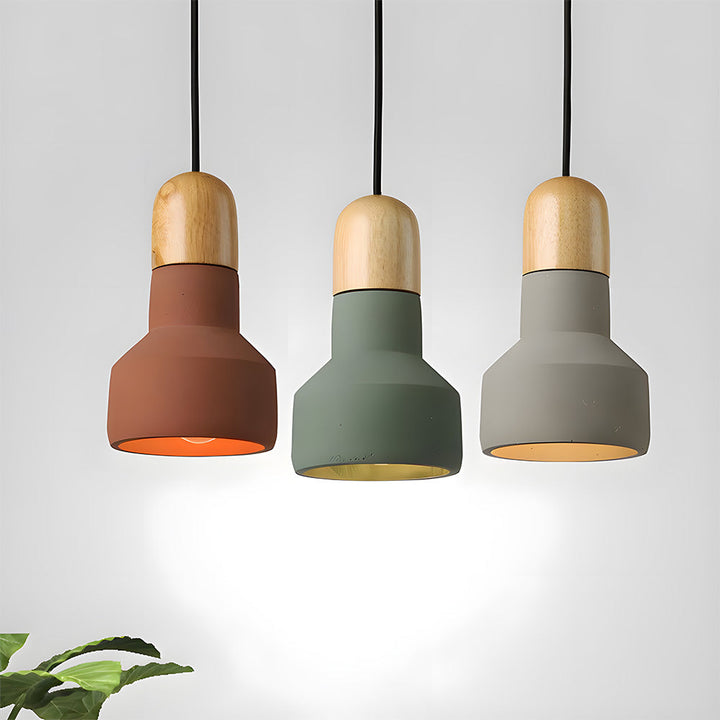 Colorful Minimalist Pendant Light - Cement Fixture for Living Room