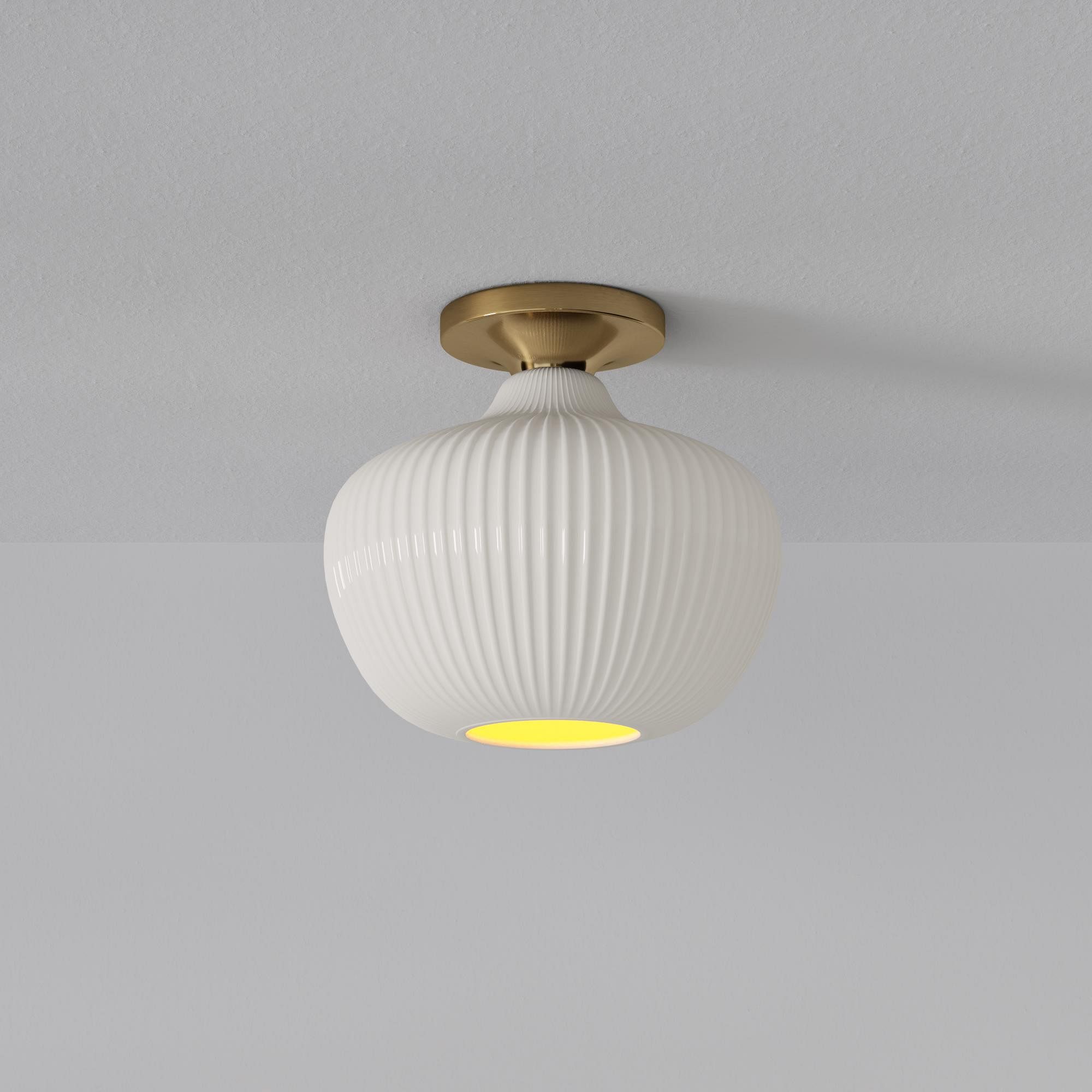 Rivrona Glass Flush Mount Ceiling Light - Modern Champagne Globe Design