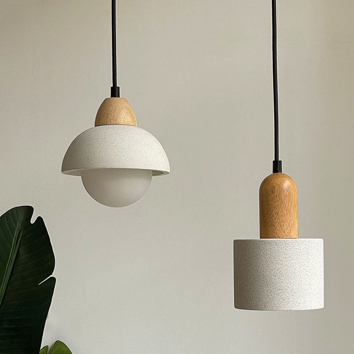 White Stone Pendant Light - Minimalist Kitchen Island Lighting Modern
