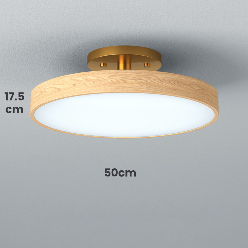Round LED Ceiling Light - Modern Brown Acrylic Lamp for Bedroom