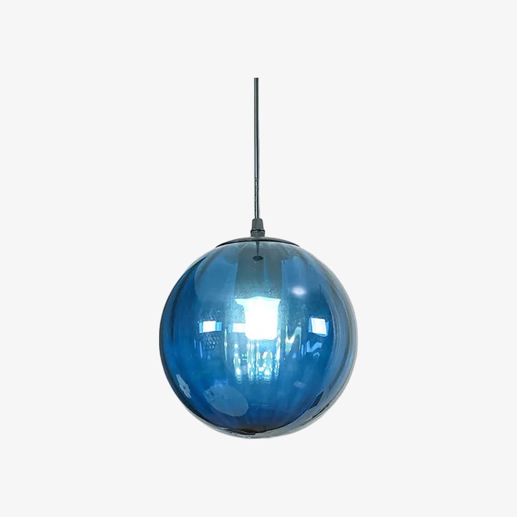 Lunorie Iron Metal Glass Globe Pendant Light – Sculpted Adjustable Pendant for Dining Spaces