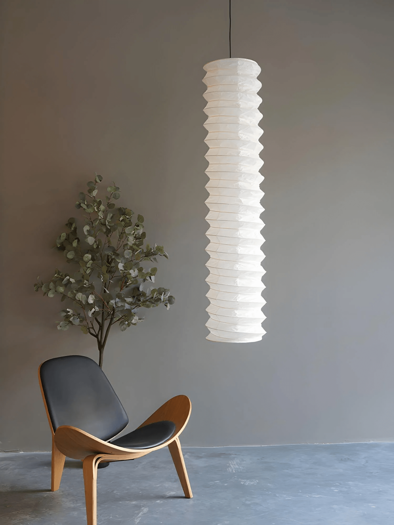 Washi Paper Pendant Lamp - Round Soft Glow for Minimalist Interiors