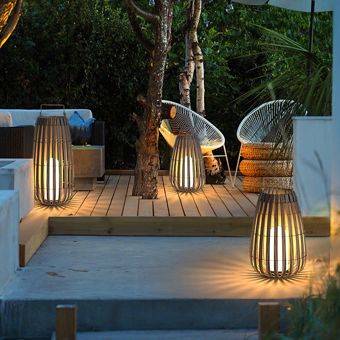 Tropic Braid Outdoor Lamp - Faux-Rattan Metal Waterproof