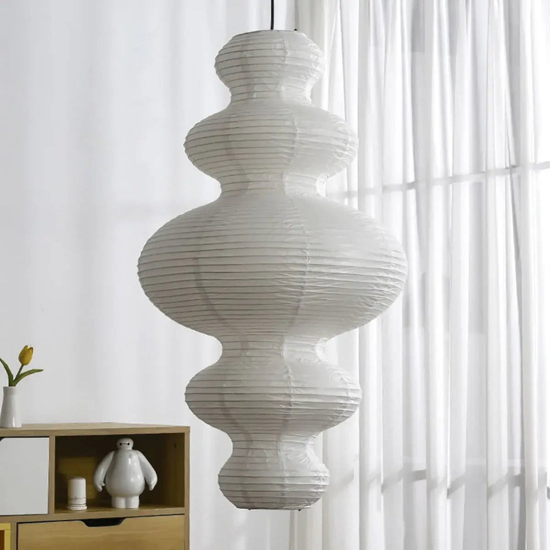 Sculptural Rice Paper Pendant Lamp - Luxurious Lamp for Bedroom