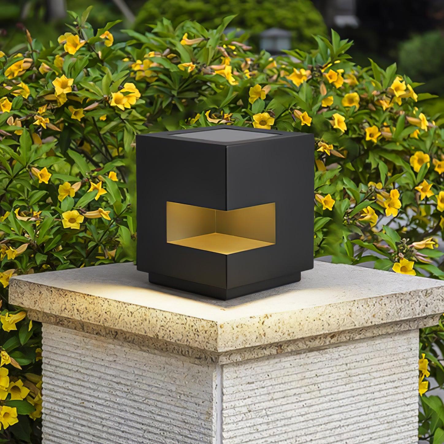 Cube Post Outdoor Light - Cube Outdoor Lamp Great for Courtyards