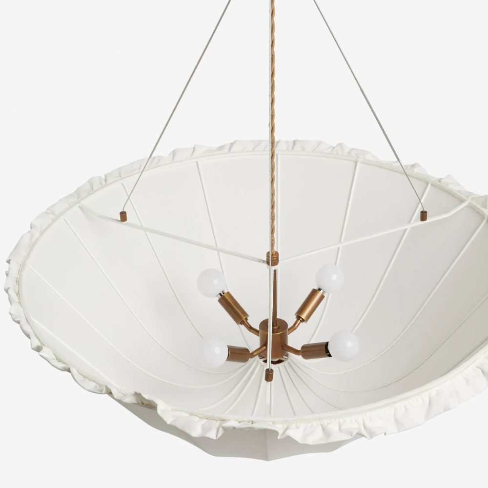 Wickara Ceiling Light Wicker Parasol Shade – Mixed-Material Ceiling Fixture for Living Room or Hallway