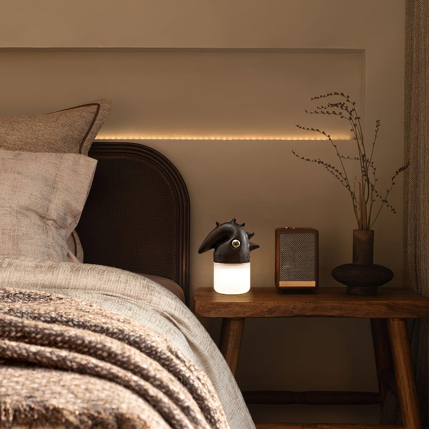 Tischlampe mit Akku - Dekoratives Rosshaarlicht fürs Schlafzimmer