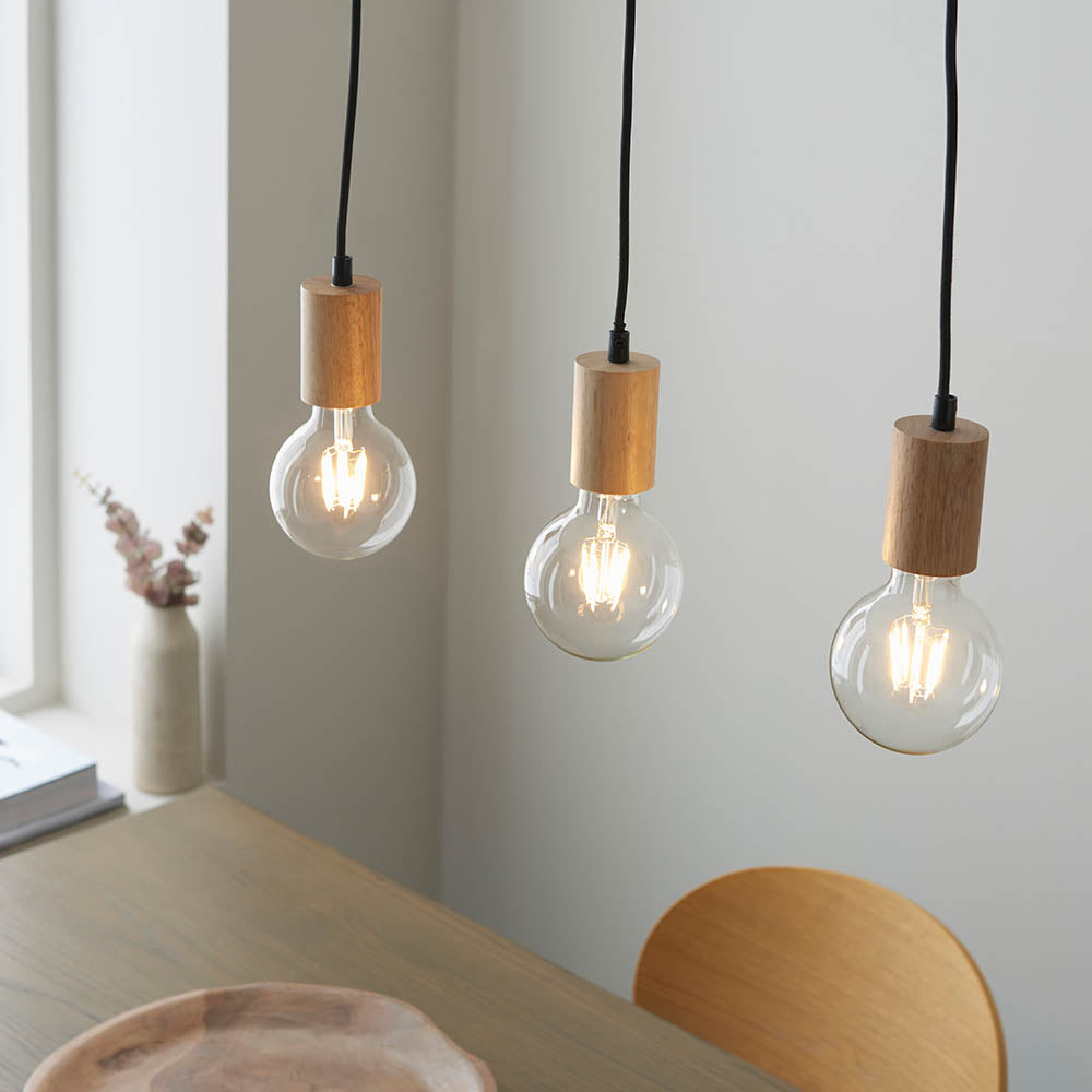 Virell Adjustable Linear Ceiling Light – 3‑Bulb Wooden and Metal Design for Kitchen Island or Office