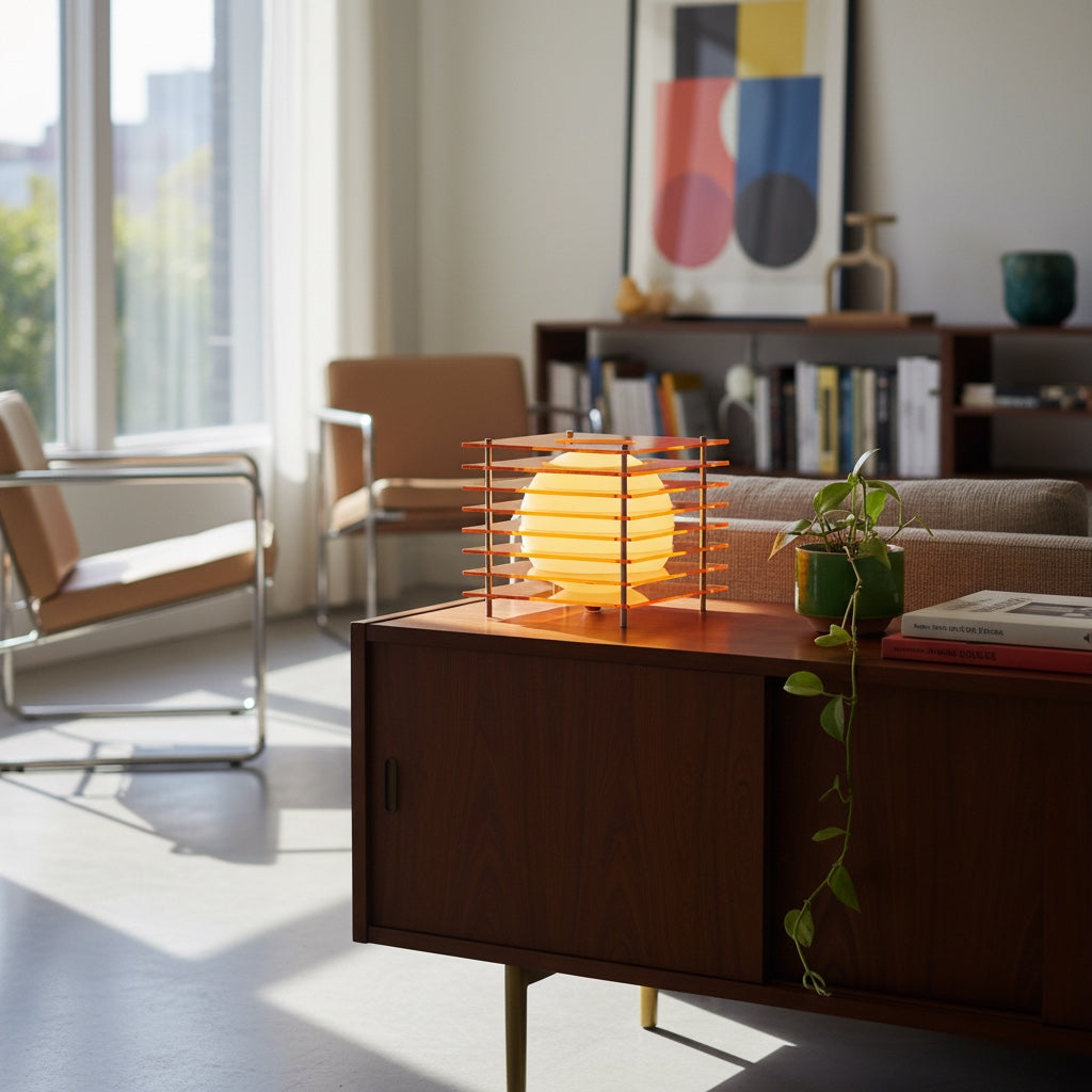 Afterglow Series Moon Cube Geometric Sphere Table Lamp - Modern Style Bedroom Decor