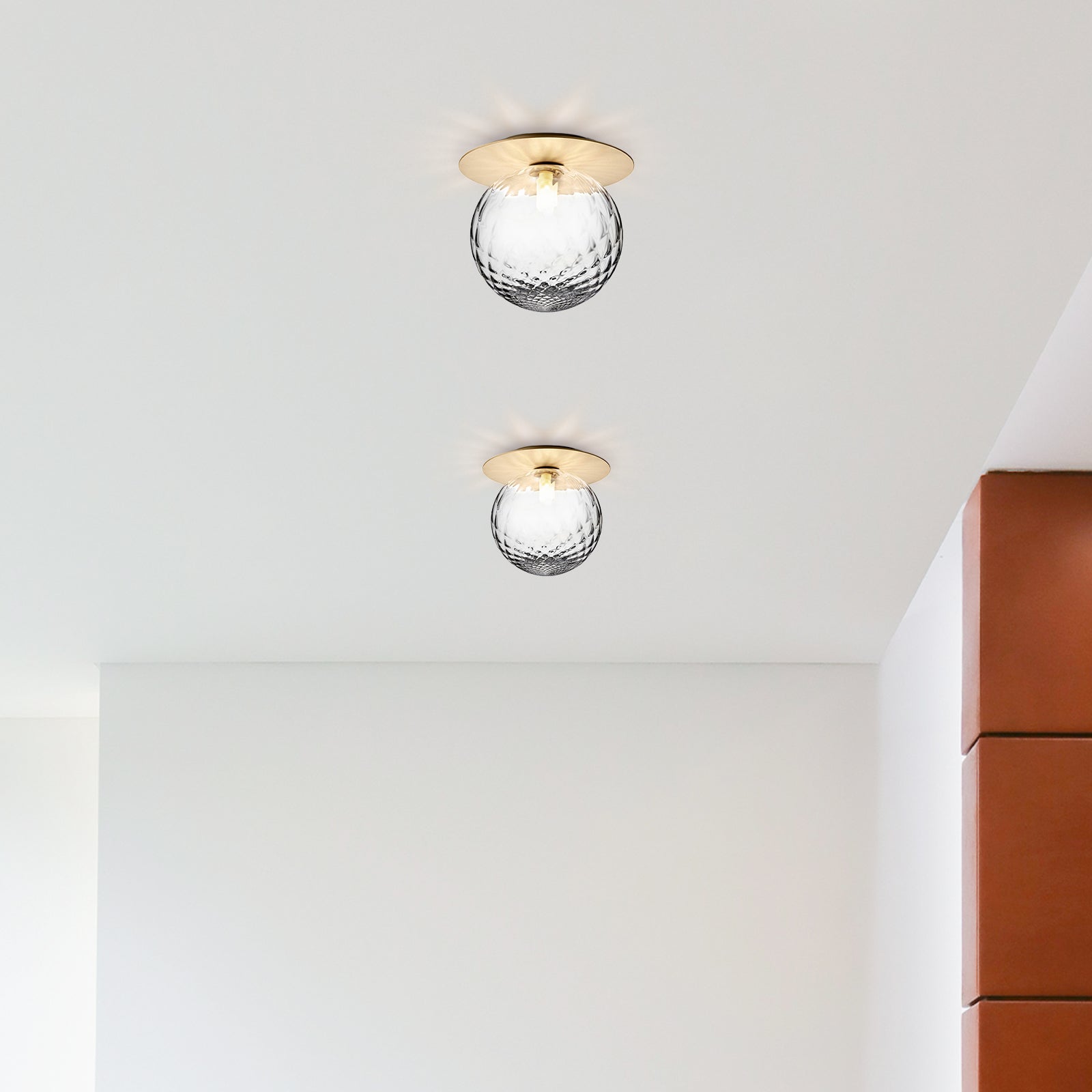 Glass Orb Ceiling Light - Modern Metal Ball Ceiling Lamp for Hallway
