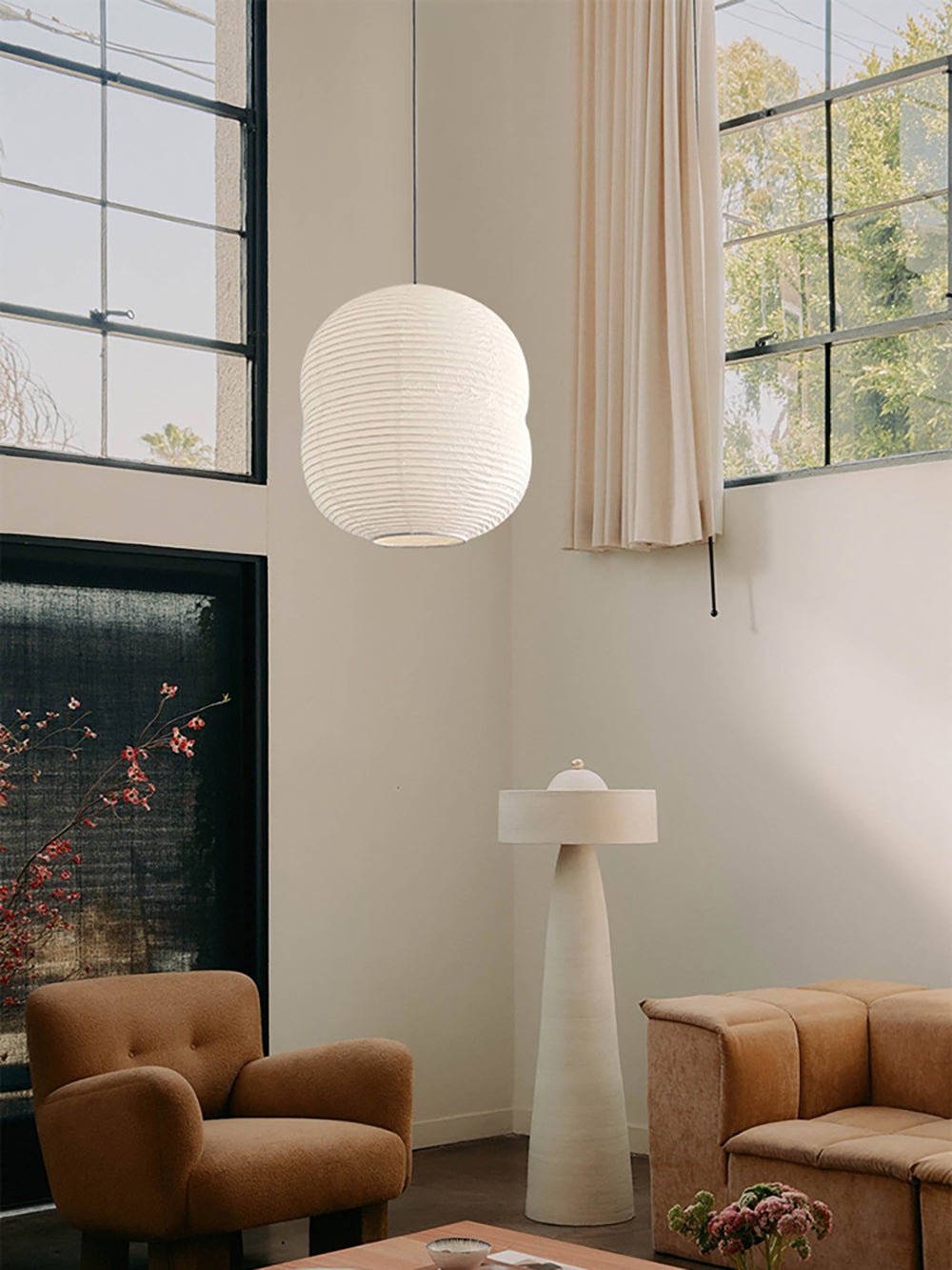 Washi-Papier-Mini-Pendelleuchte – Lampe im japanischen Stil für das Wohnzimmer