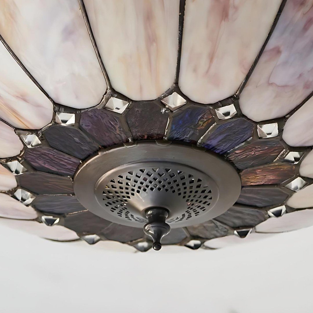 TF Brooklyn Tiffany Glass Flush Mount Ceiling Light - Art Deco Design for Hallway or Living Room