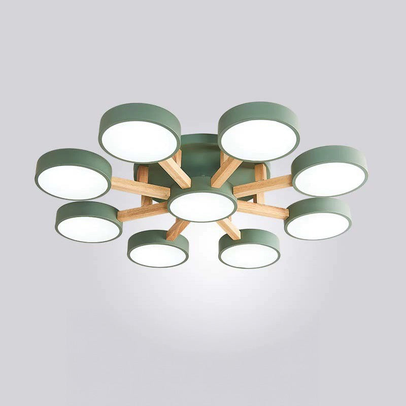 LED Ceiling Light – Modern Iron Wood Fixture for Bedroom Ambiance
