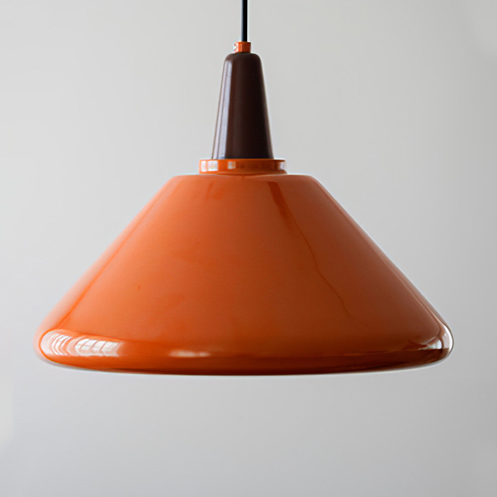 Orange Iron Cone Pendant Lamp - Simple Kitchen Island Lighting Fixture