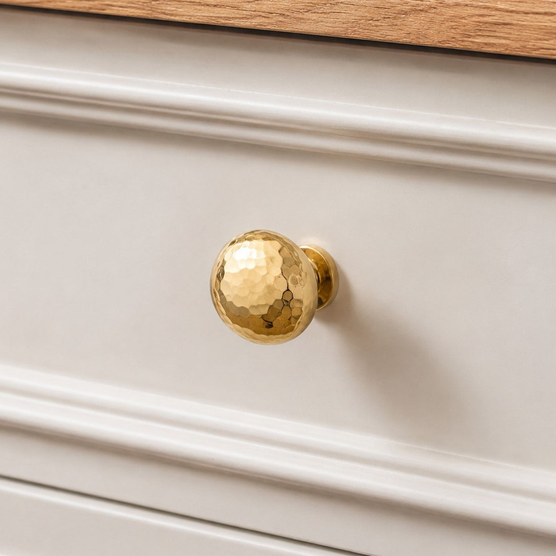 Hammered solid brass cabinet knob