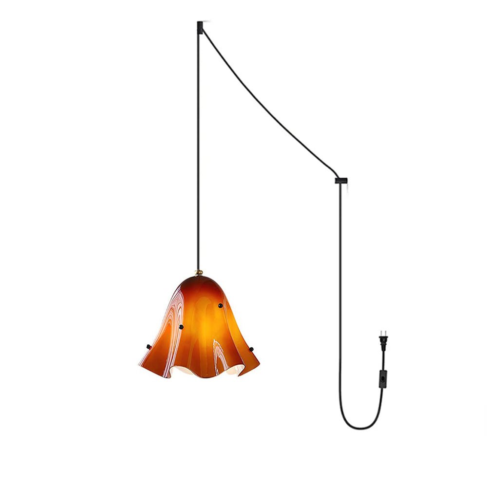 Undulating Glass Flower Plug-In Swag Pendant