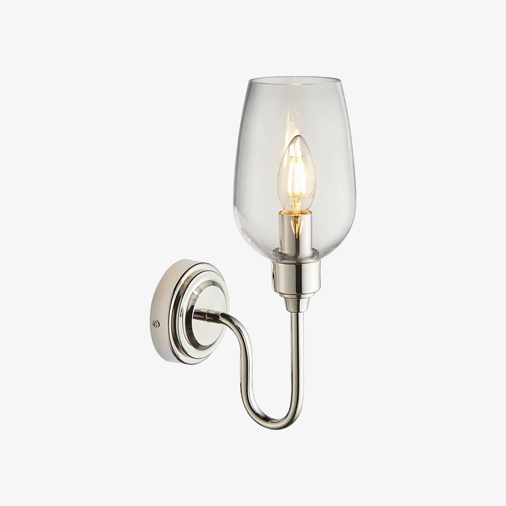Clarione Art Deco Wall Light with Clear Glass Shade – Modern Metal Design for Hallways