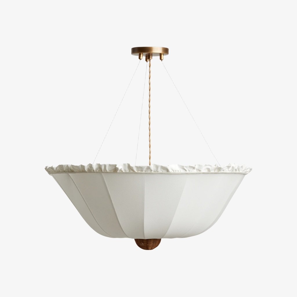 Wickara Ceiling Light Wicker Parasol Shade – Mixed-Material Ceiling Fixture for Living Room or Hallway