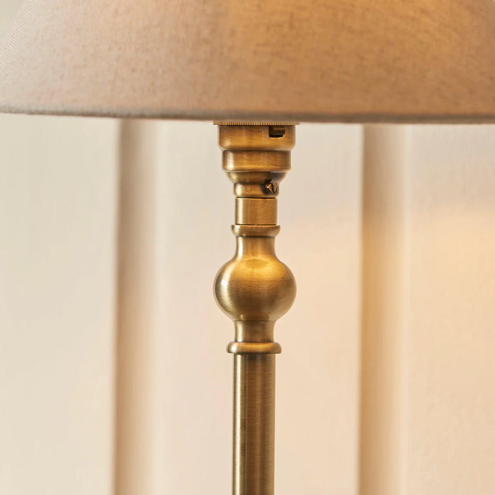 Zevatik Table Lamp with Slim Stem and Linen Shade for Bedside Lighting