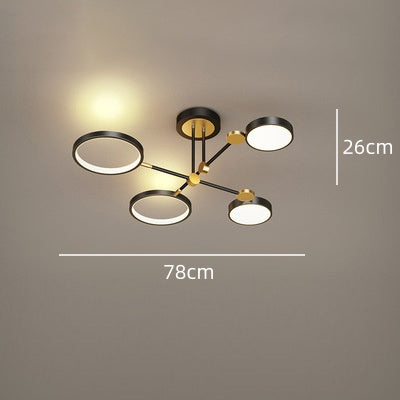 Branch Ring Chandelier - Gold Black Multi Light for Modern Bedroom
