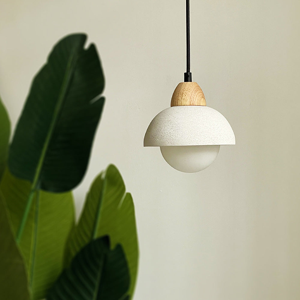 White Stone Pendant Light - Minimalist Kitchen Island Lighting Modern