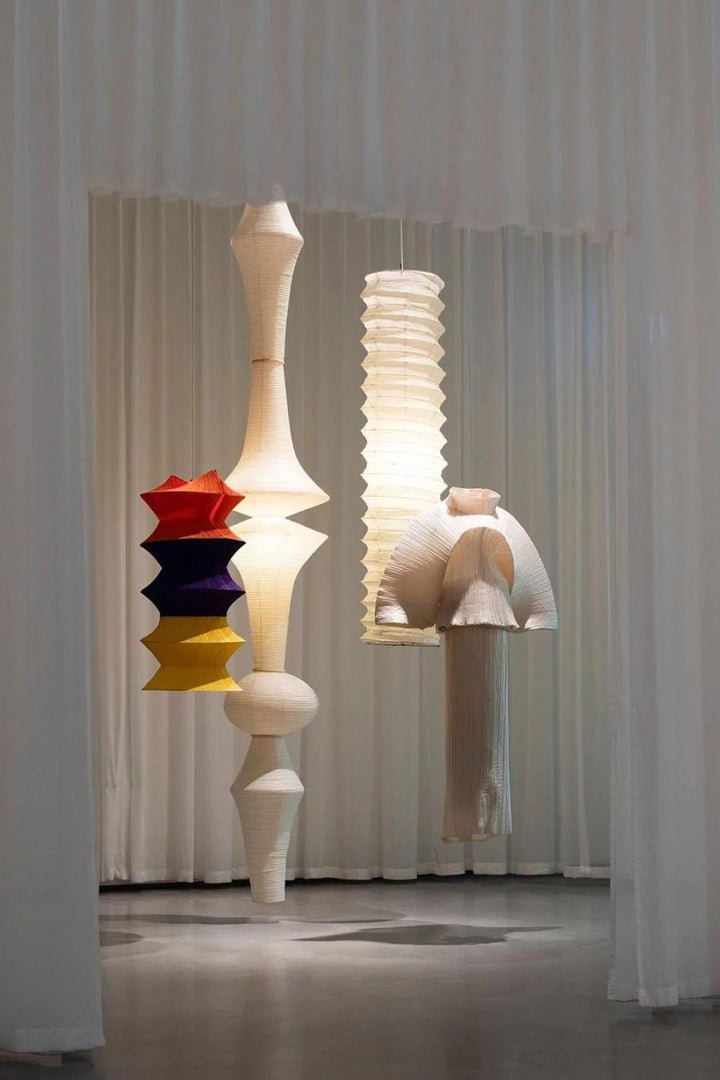 Washi Paper Pendant Swag Light - Japanese Hanging Lamp for Bedroom