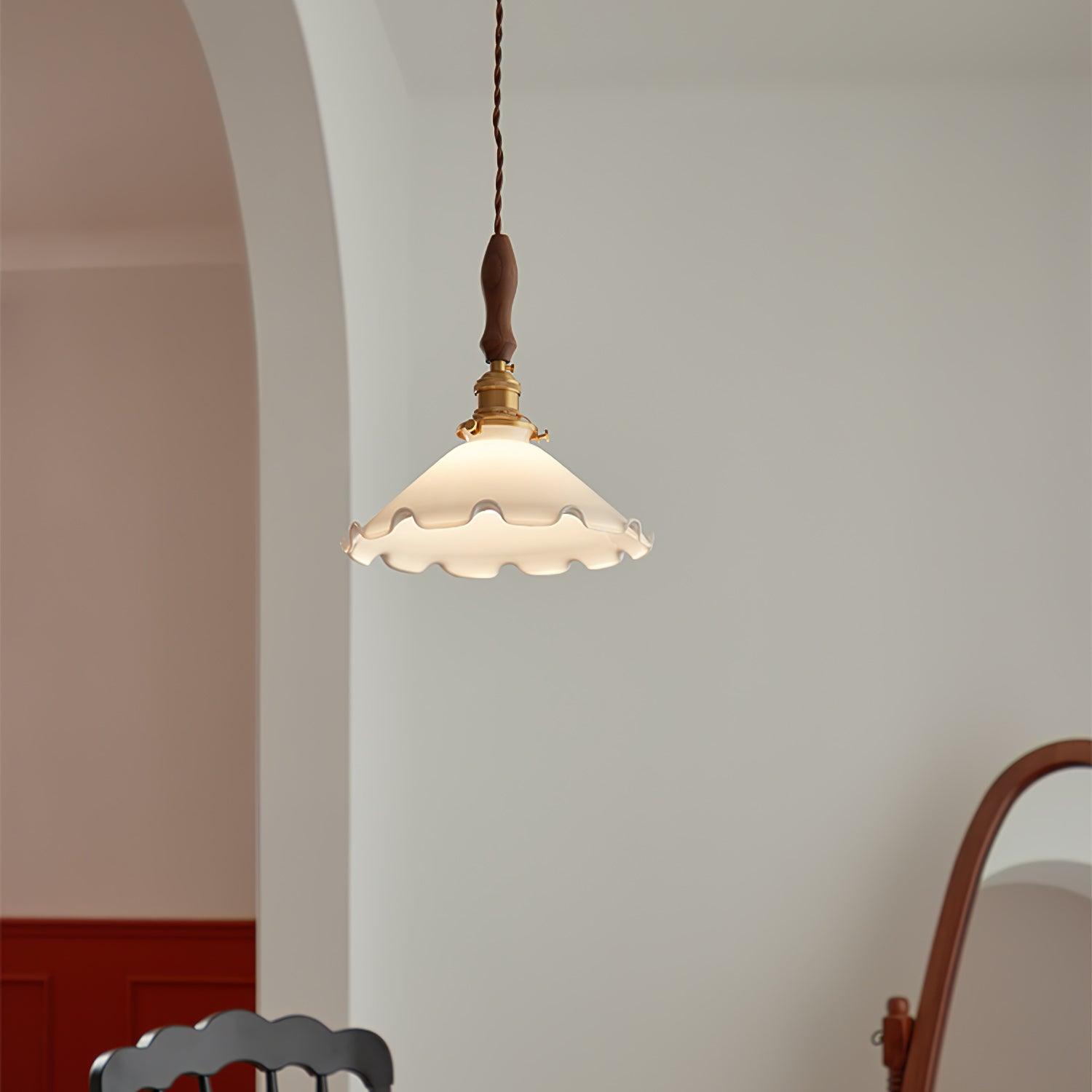 White Sculptural Glass Plug-In Pendant