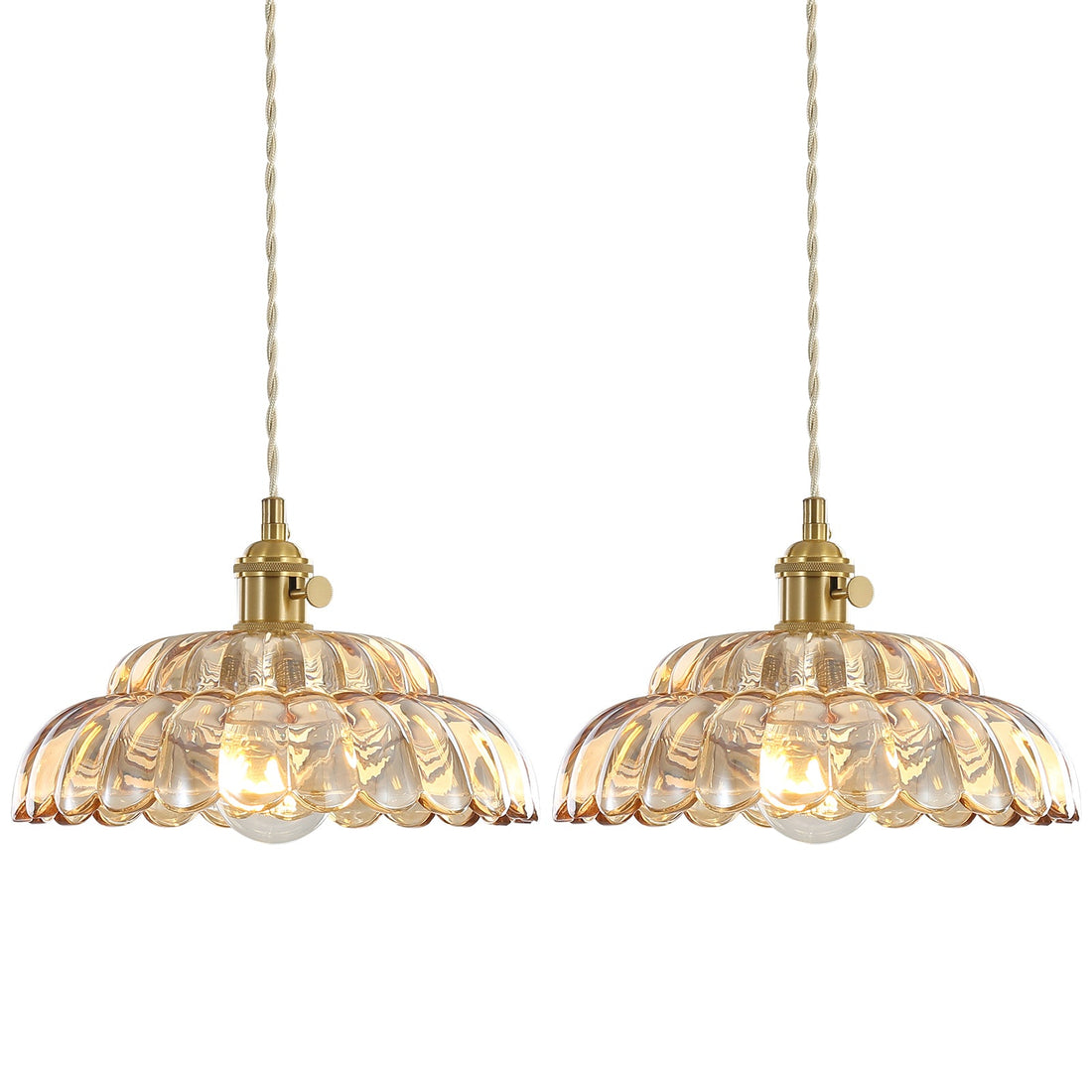 Petal Copper Pendant Light - Modern Glass Flower Lamp for Living Room