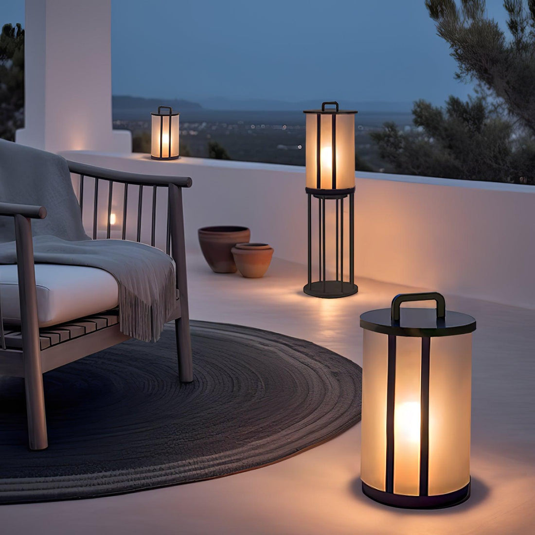 Runde Laterne Außenlampe - Acrylsäule Warmes Licht für den Gang