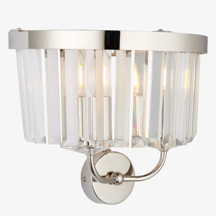 Beveline Faceted Clear Cut Glass Wall Light - Classic metal sconce for hallway and living room