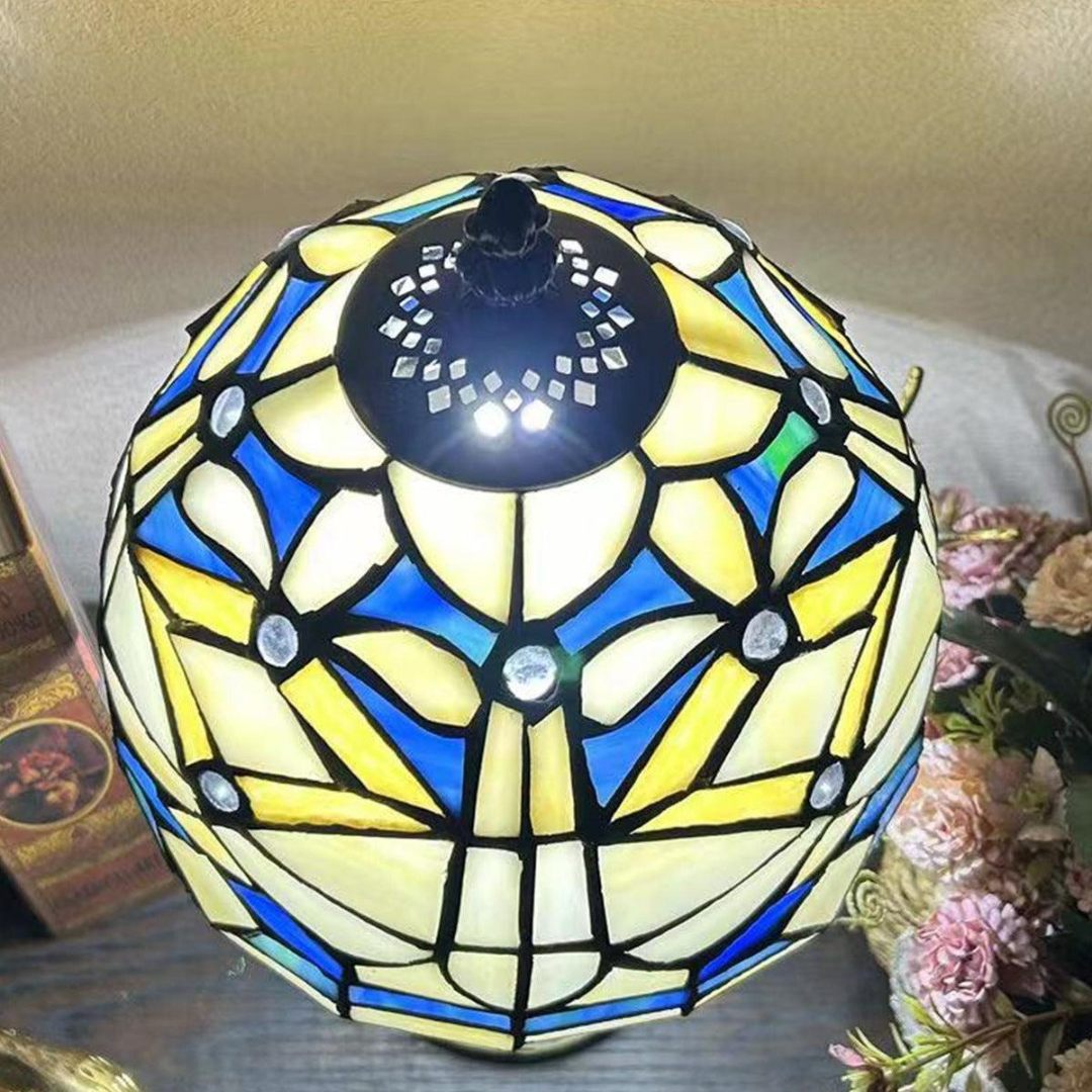 Virelle Traditional Tiffany Table Lamp – Colorful Stained Glass Dome Desk Light for Bedroom