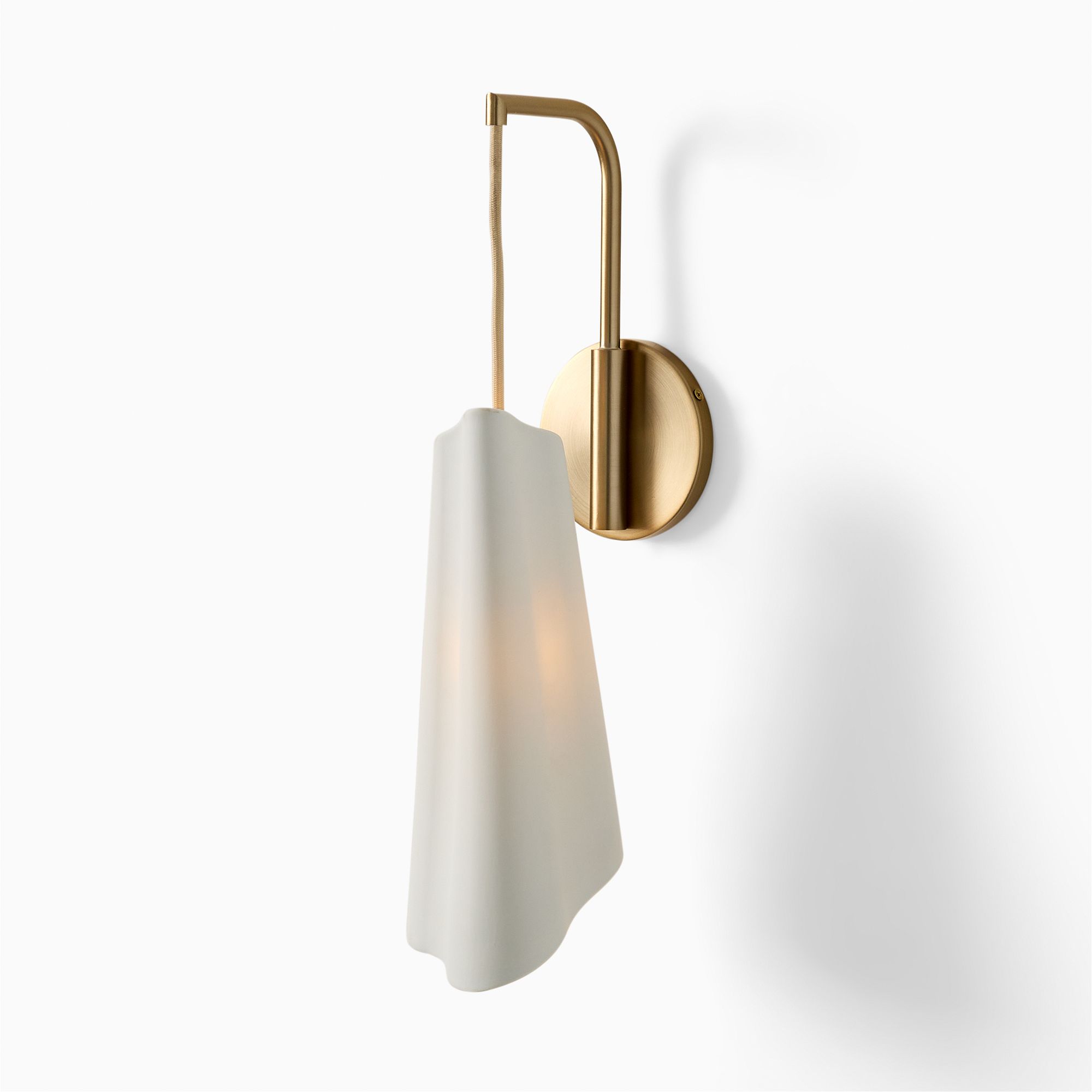 Orovia Sleek Wall Sconce – Ceramic & Metal Champagne Brass