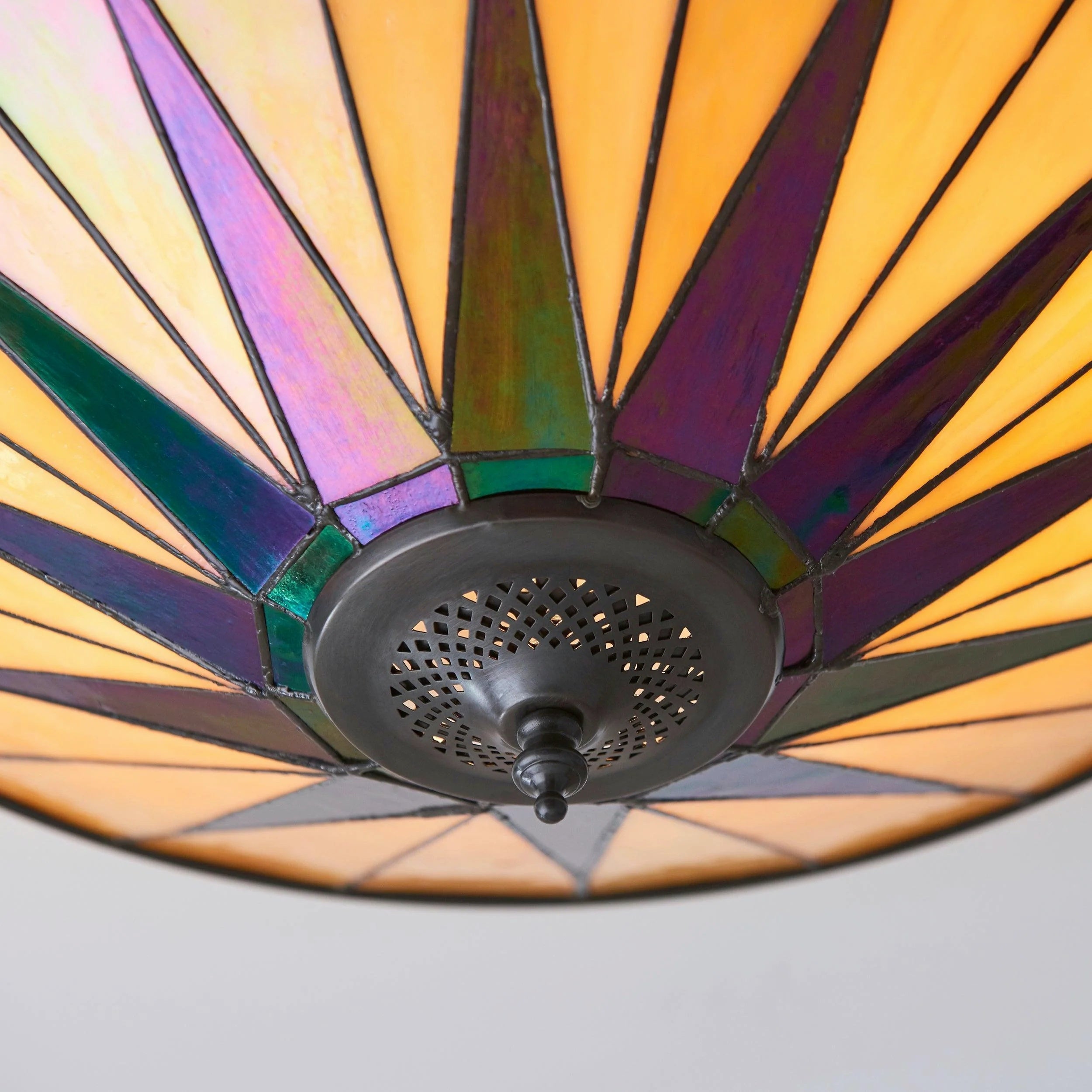 TiffStar Elegant Art Glass Flush Ceiling Light - Vintage-Inspired Ceiling Fixture for Home Interiors