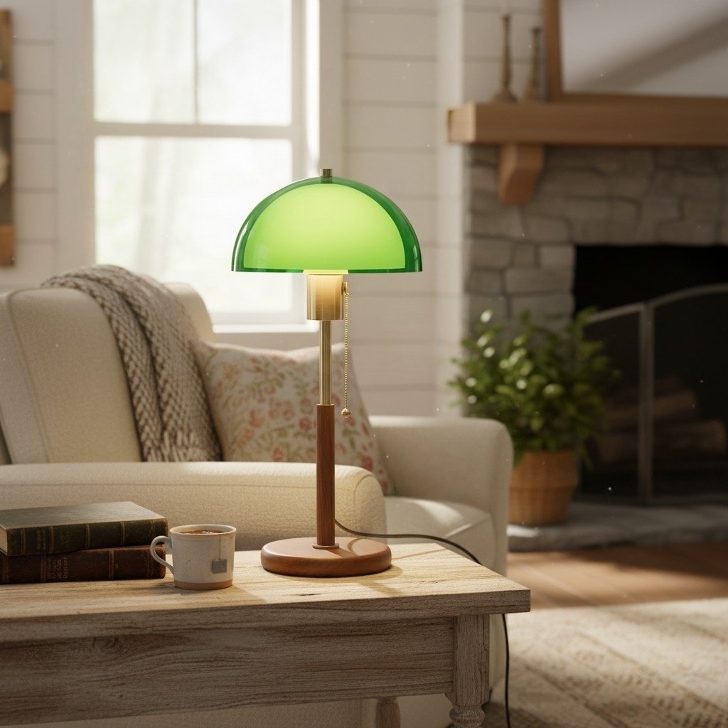 Afterglow Table Lamp Rounded Shade Bedside Accent Table Lamp - Modern Retro Style for Bedroom
