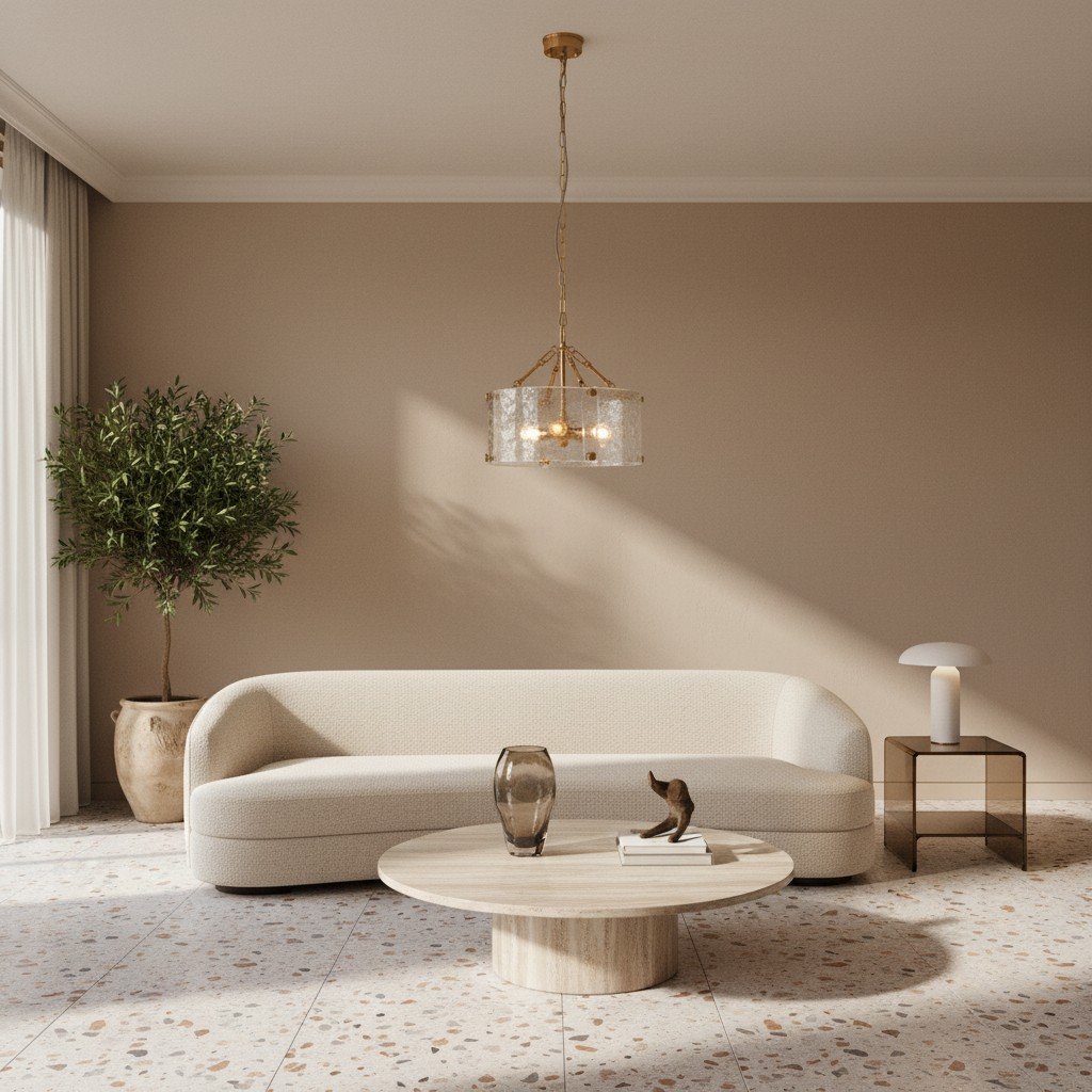 Panellux Decorative Pendant - Handcrafted Curved Glass Panels Brushed Brass Finish for Foyer