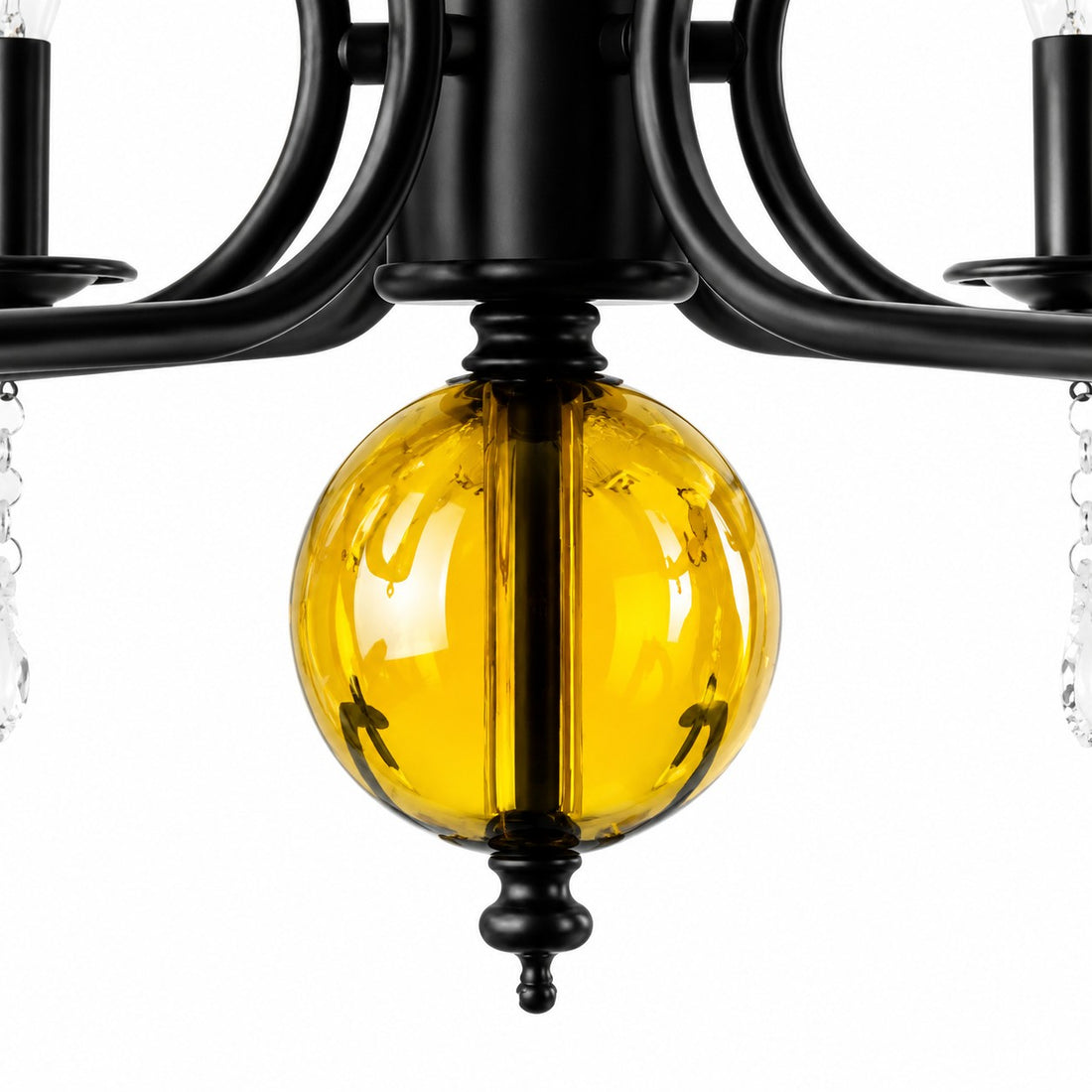 Amber Glass French Candle Chandelier
