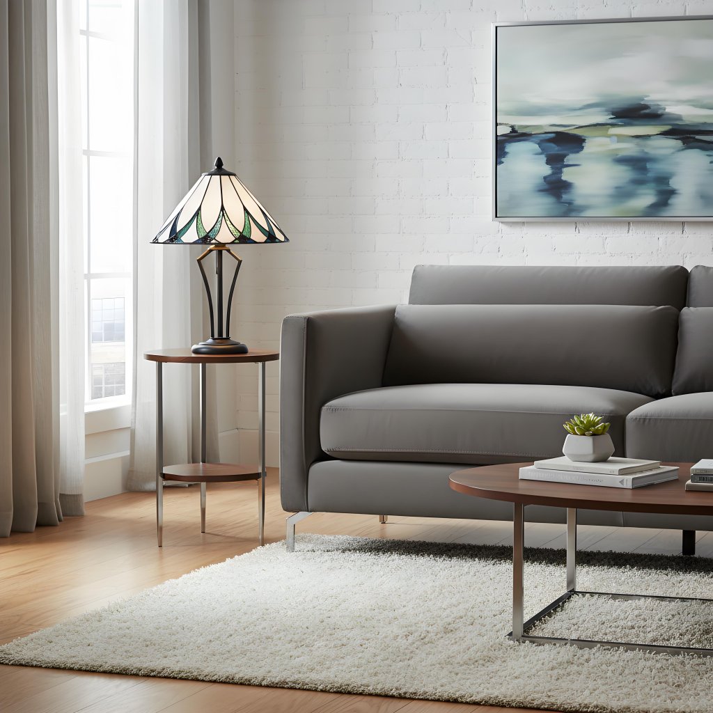TF Allanton Water Ripple Glass Table Lamp - Classic Style for Living Room, Bedroom or Study